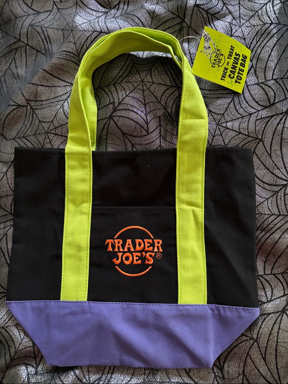 NWT Trader Joe’s Trick or Treat canvas Mini Tote Multicolor